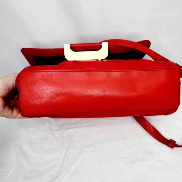 Diane Von Furstenberg Red Leather New Harper Charlotte Shoulder Bag - Picture 10 of 16